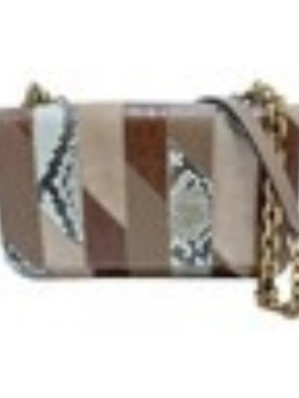 PRADA Chain Shoulder Bag Canvas Brown Gold Auth